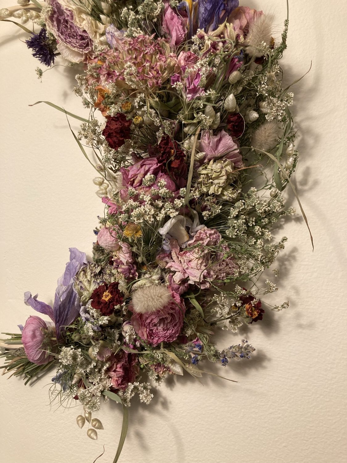 A large bespoke dried flower arrangement
